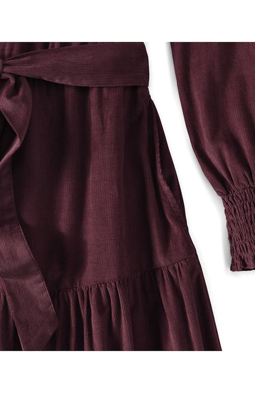 Lands' End Pinwale Cord Smocked Sleeve Maxi Dress In Purple