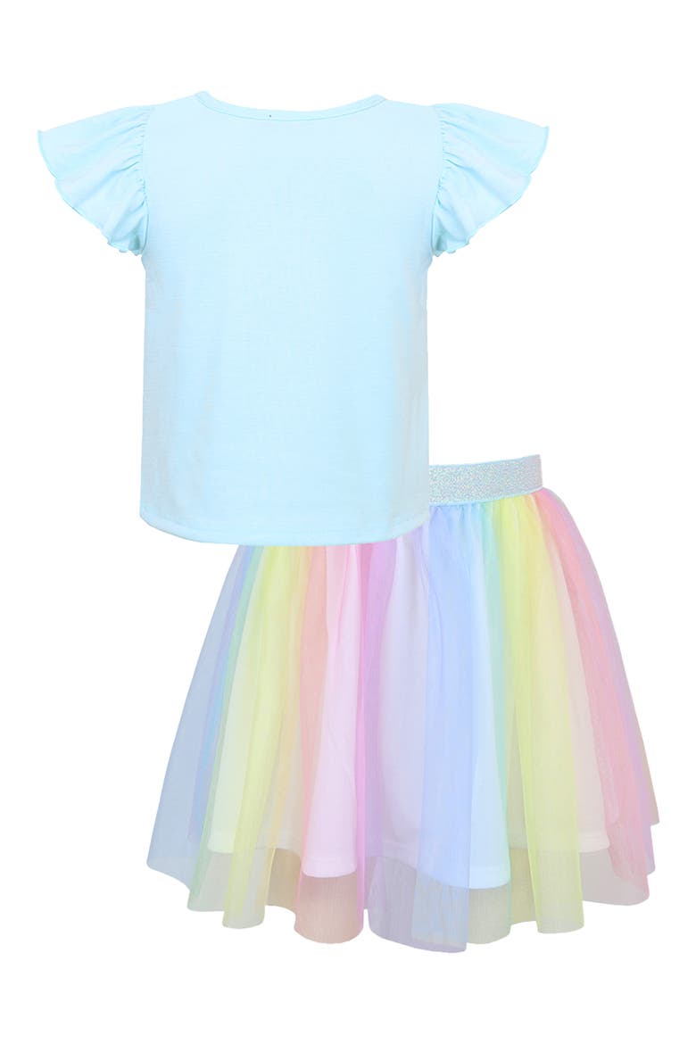 Kids' B-Day Graphic T-Shirt & Tutu Skirt Set, Alternate, color, AQUA MULTI