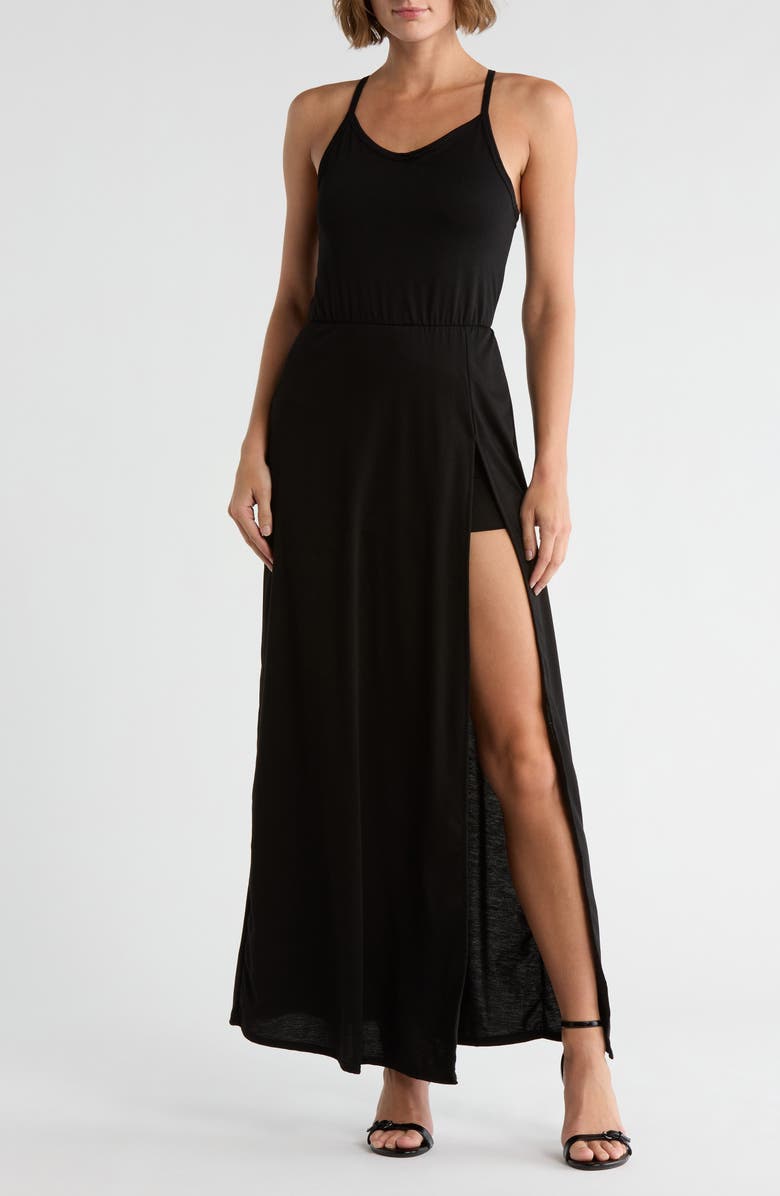 GO COUTURE Sleeveless Maxi Dress, Main, color, Black