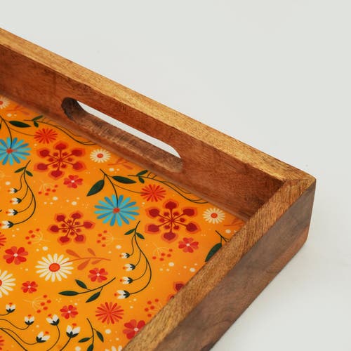 Mela Artisans Sunburst Bloom Inlay Tray In Multi