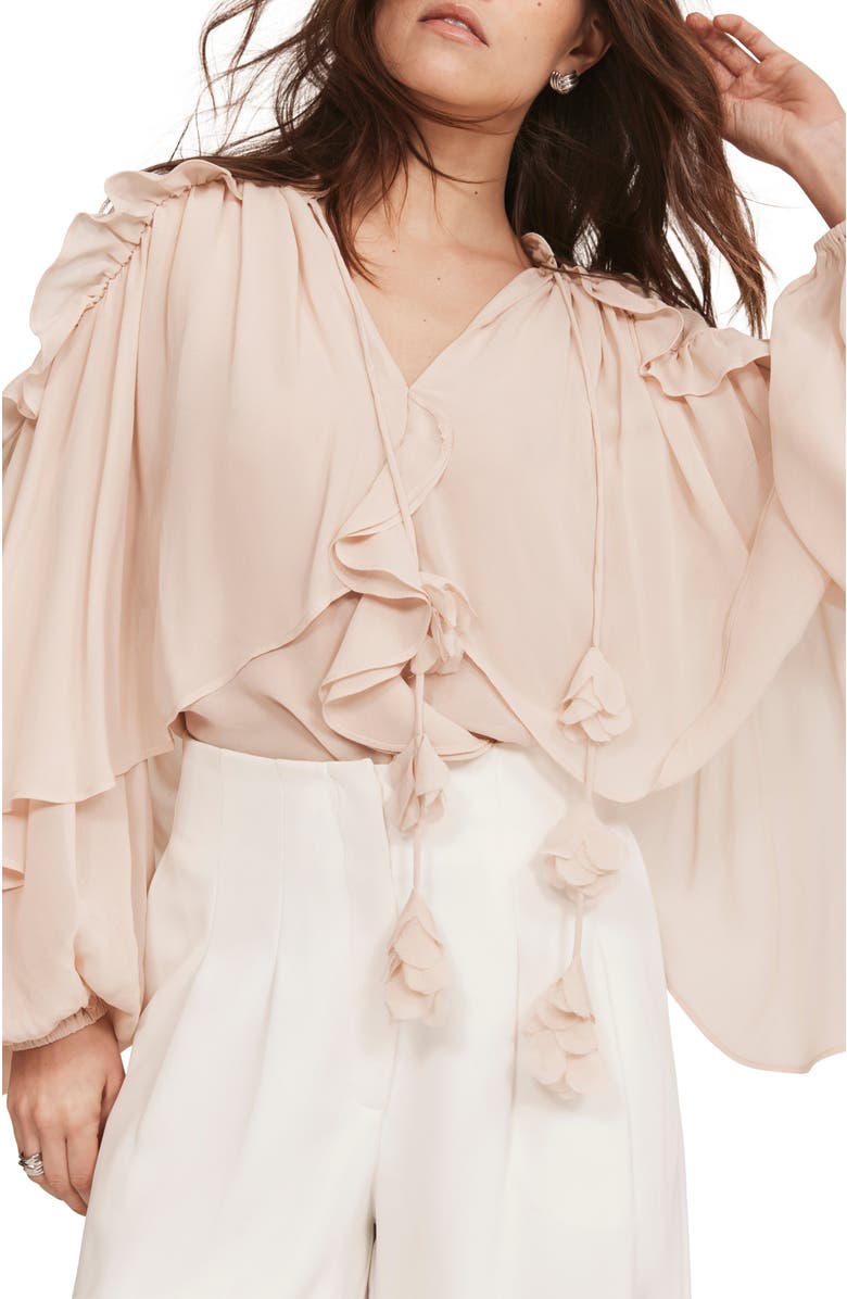 MINT VELVET Cape Ruffle Blouse, Main, color, 