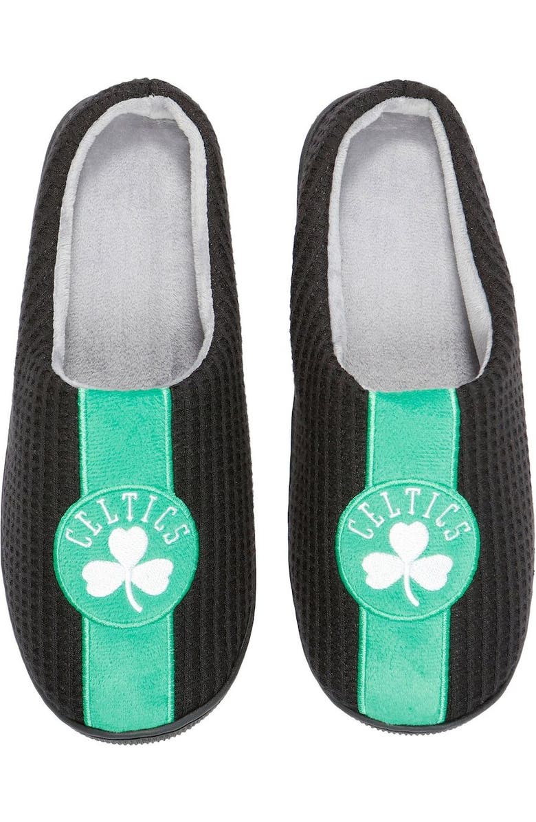 FOCO Men's FOCO Black Boston Celtics Team Stripe Memory Foam Slide Slippers, Main, color,
