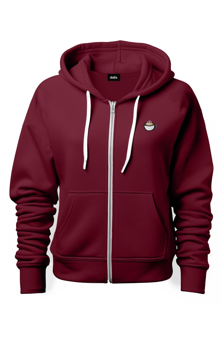 Cappuccino Zip Hoodie, Main, color, Maroon