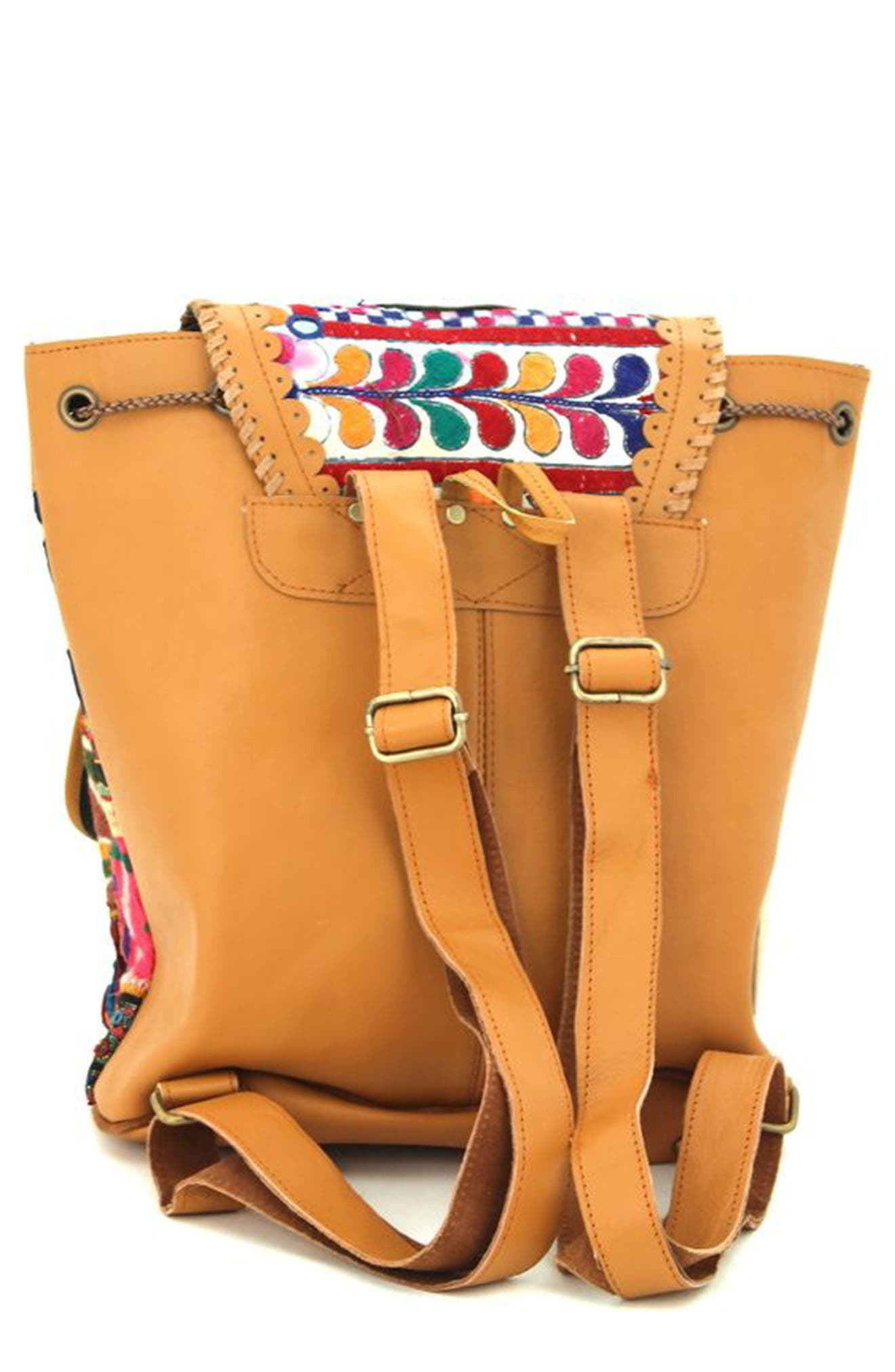 VINTAGE ADDICTION Embellished Leather Drawstring Backpack, Alternate, color, 