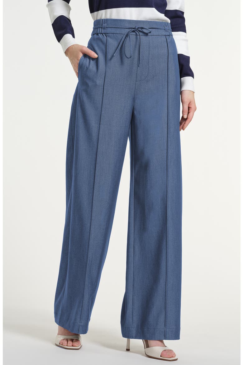 Cotton Chambray Pull-On Pants, Main, color, DENIM