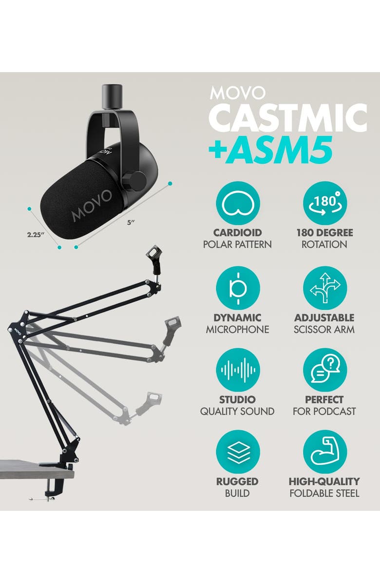 MOVO PodPro-A Portable Podcasting Bundle for 2 for Smartphones and Computers, Alternate, color, Black