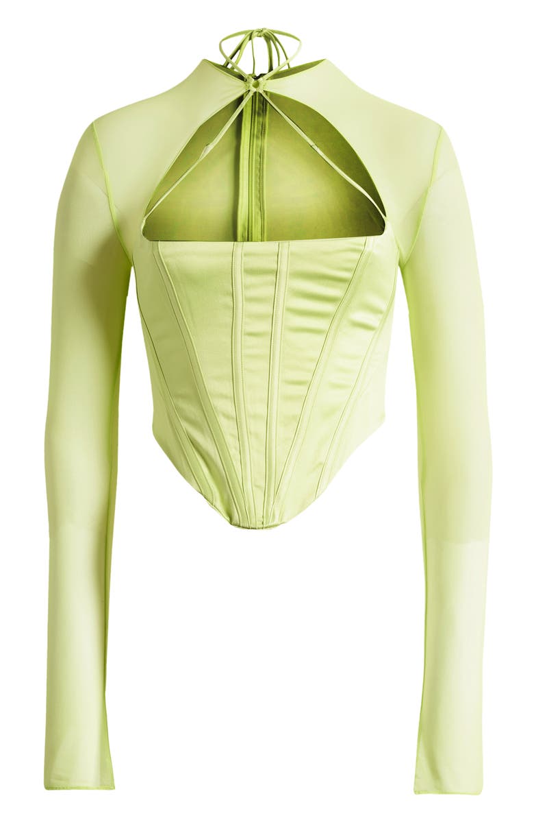 Mistress Rocks Chest Cutout Long Sleeve Corset Top, Alternate, color,