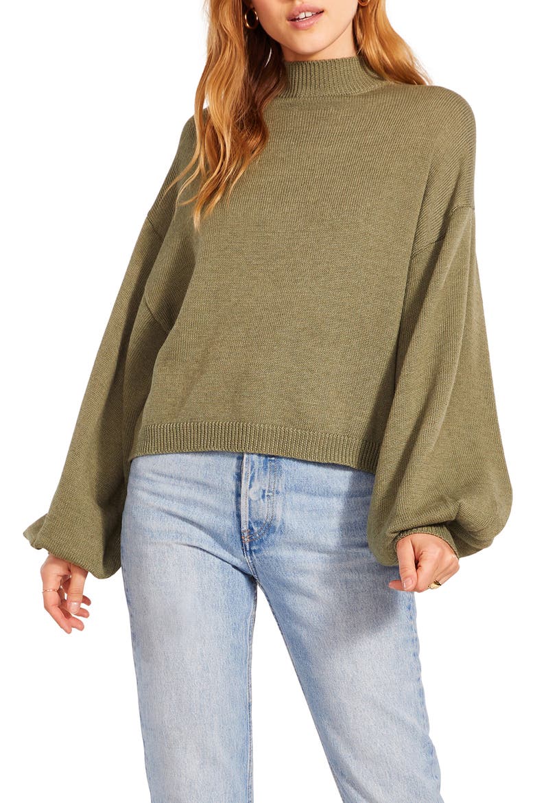 BB Dakota Sochi Balloon Sleeve Sweater, Main, color, MOSSY GREEN