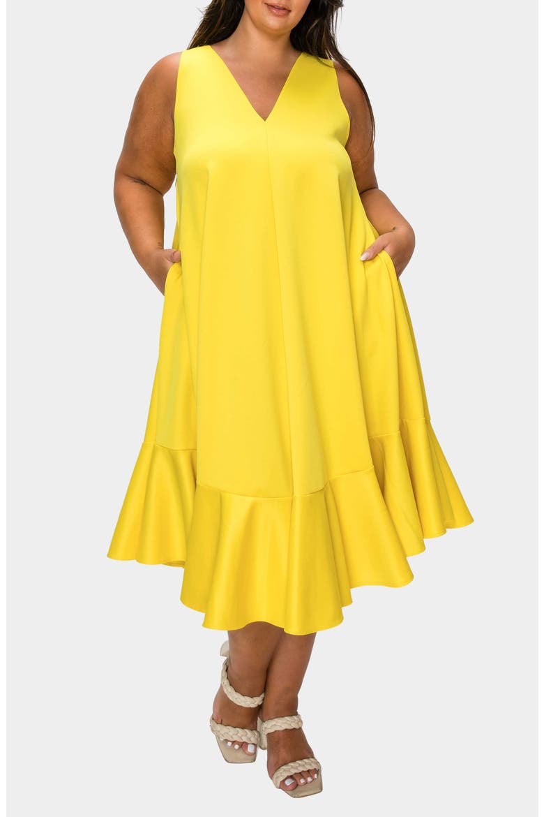 Simone Pocket Stretch Sleeveless A-Line Dress, Main, color, YELLOW
