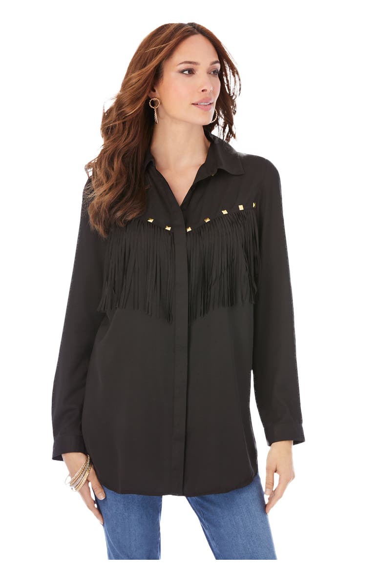 Fringe Big Shirt, Alternate, color, BLACK
