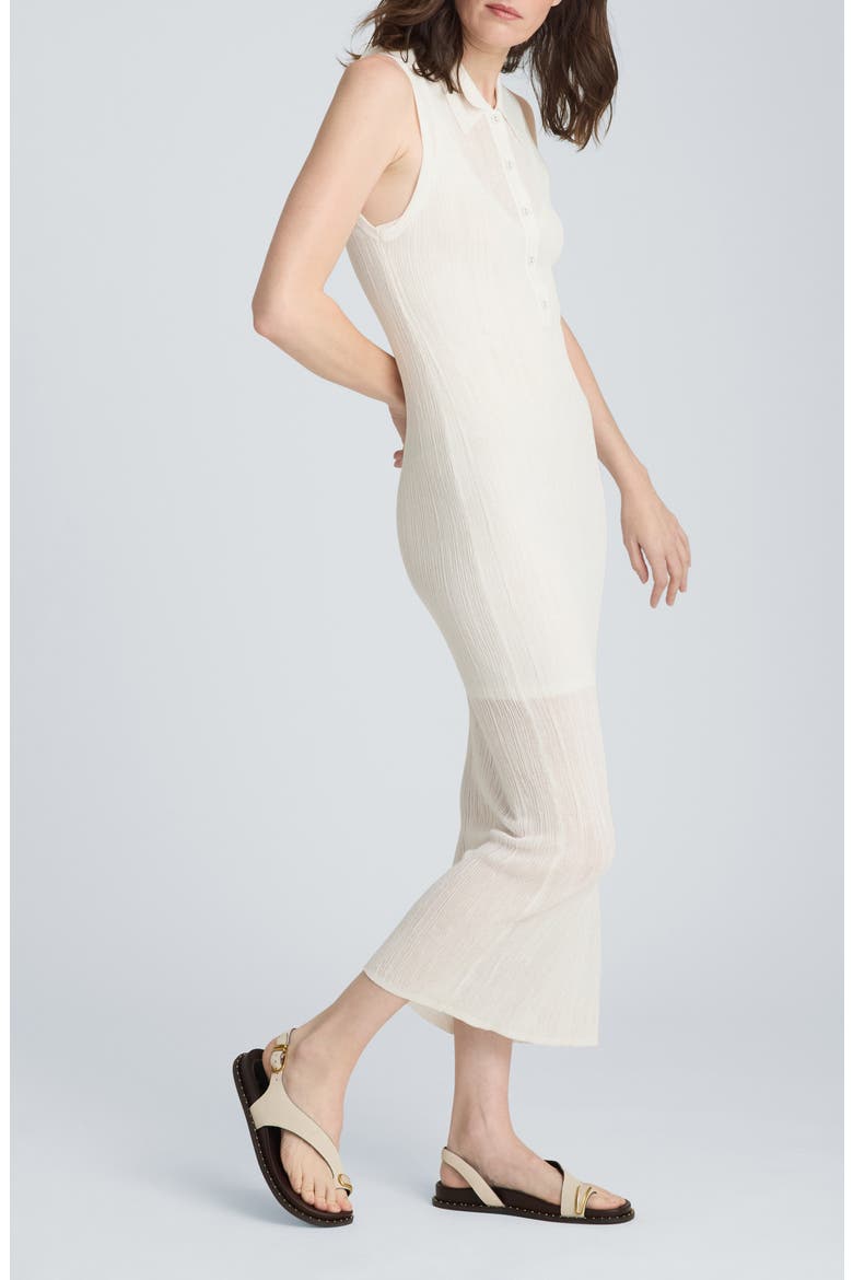 Variga Crinkle Georgette Midi Dress, Alternate, color, PURE WHITE