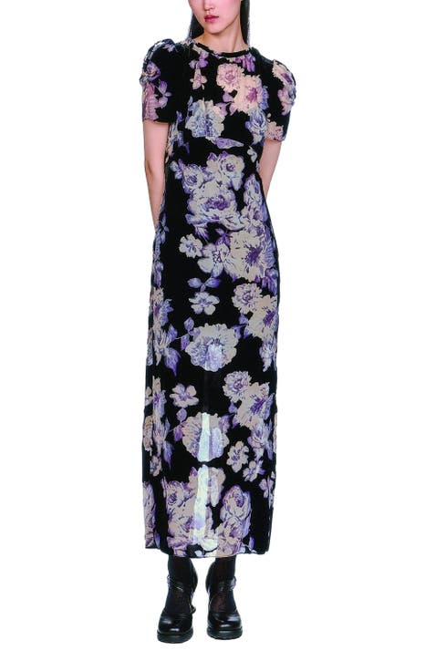 Cabbage Rose Devore Maxi Dress