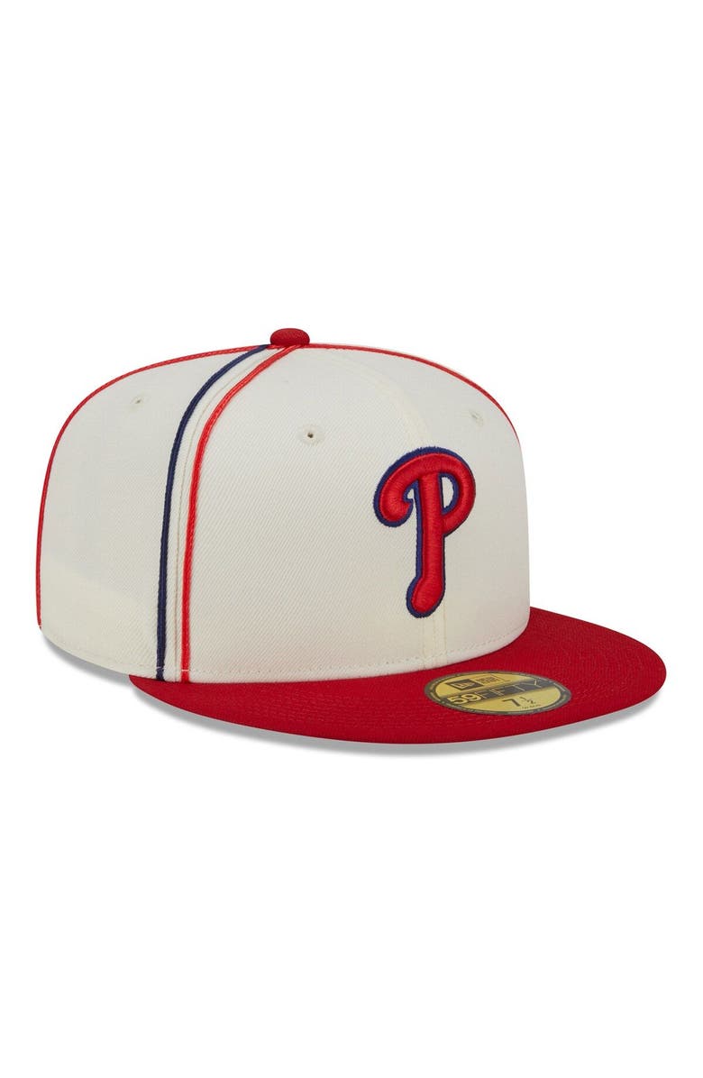 New Era Men's New Era  Cream/Red Philadelphia Phillies Chrome Sutash 59FIFTY Fitted Hat, Alternate, color, 