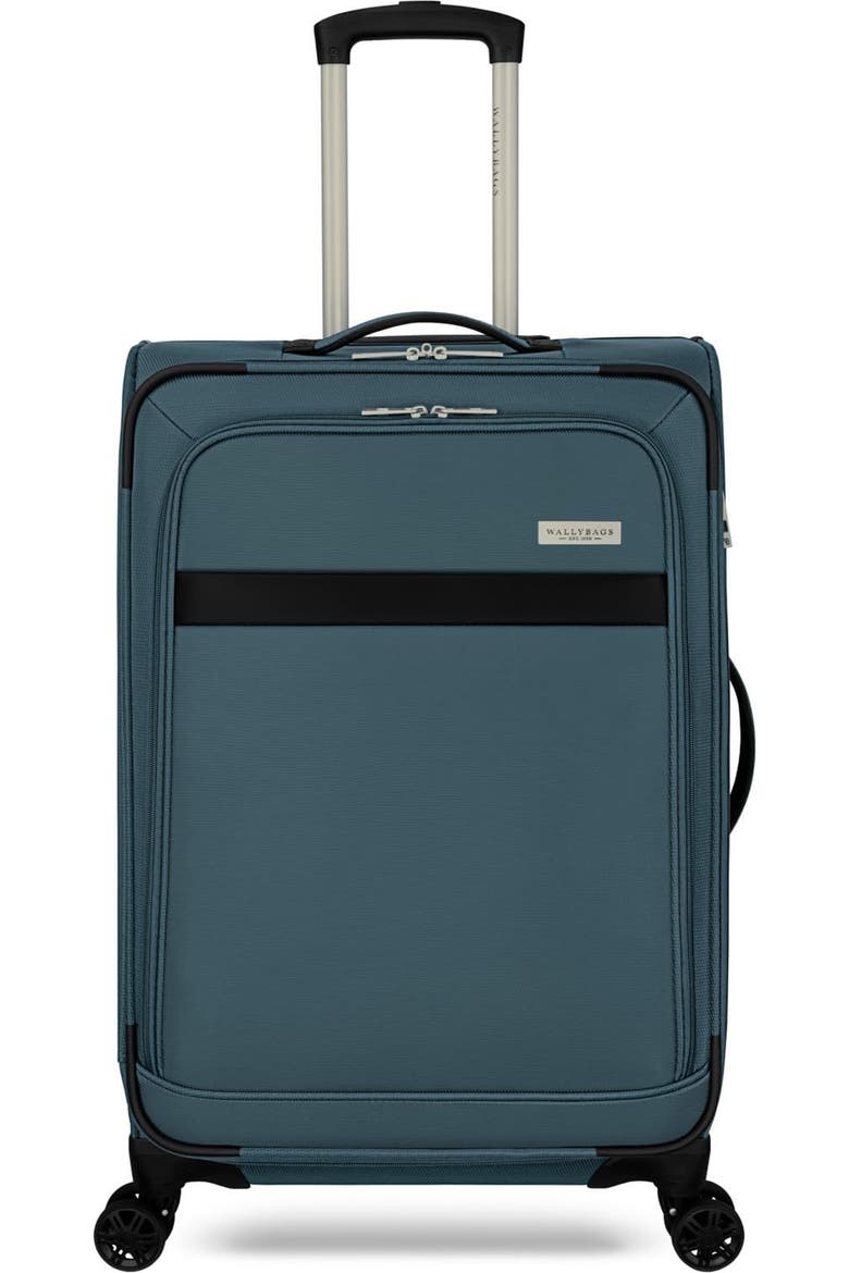 Stratford Softside 25" Medium Checked Spinner Luggage, Main, color, Teal