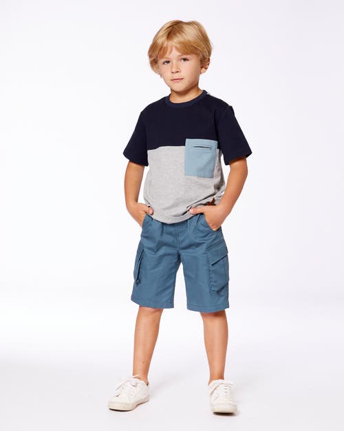 DEUX PAR DEUX DEUX PAR DEUX LITTLE BOY'S ORGANIC COTTON COLORBLOCK TEE GRAY, NAVY AND TEAL 