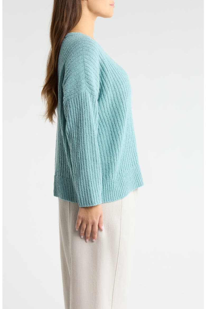 Crewneck Rib Organic Cotton Blend Sweater, Alternate, color, SEAFOAM