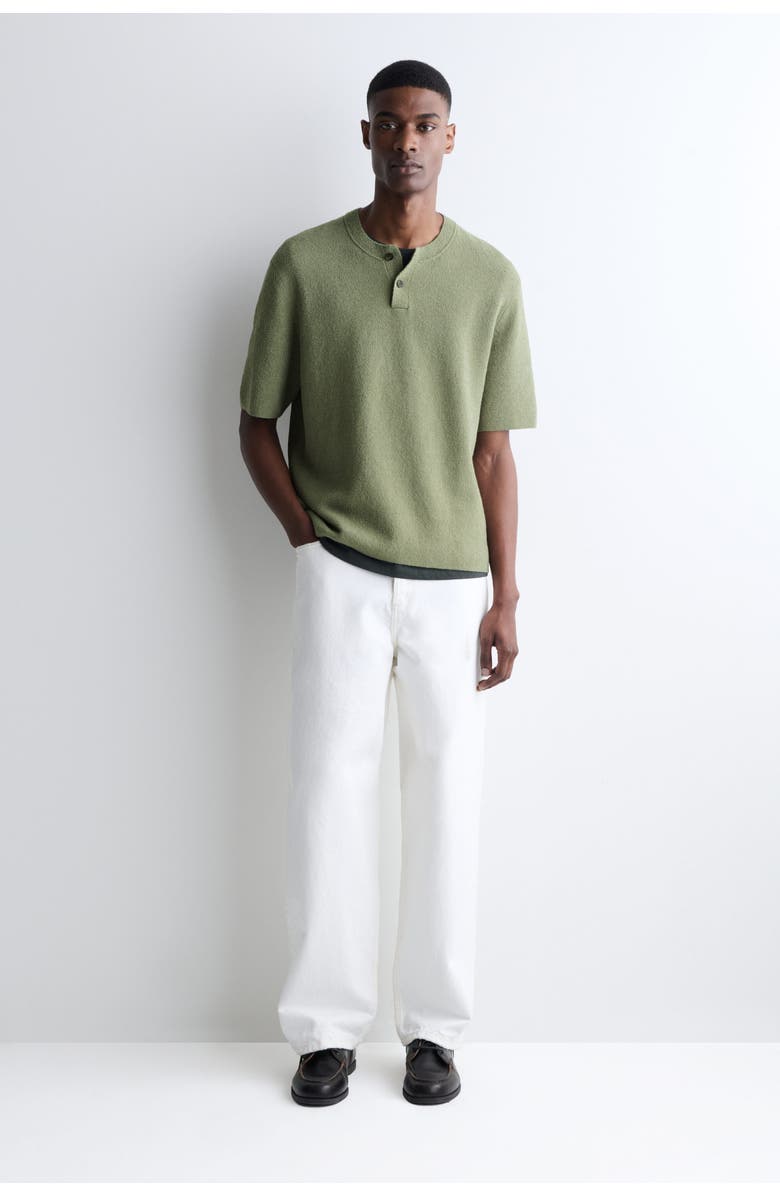 COS Bouclé-knit Henley T-shirt, Alternate, color, Green