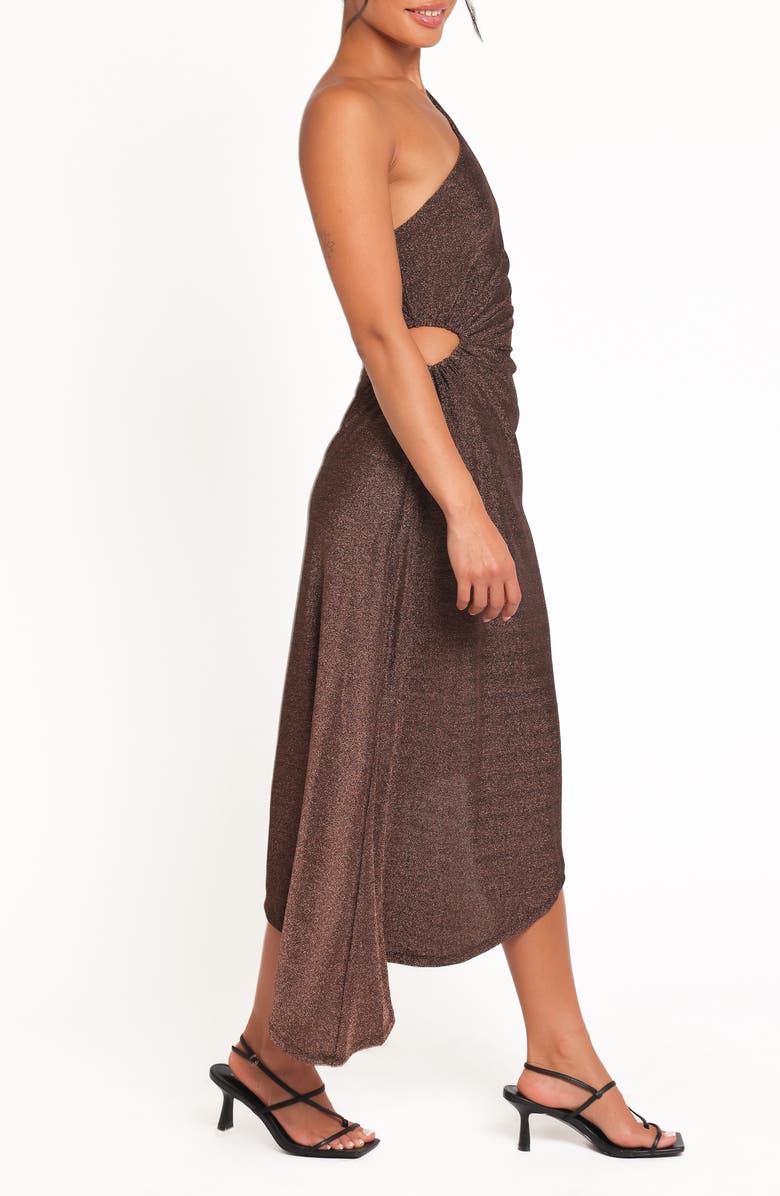 Petal & Pup Emma Metallic One Shoulder Dress, Alternate, color, Vintage Gold