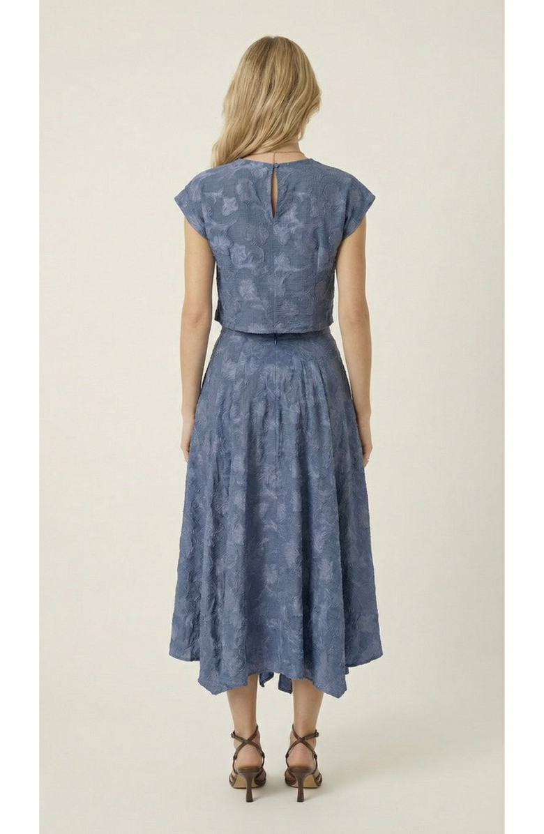 Modenaire Textured Crop Top and Midi Skirt Set, Alternate, color, Dusty Blue