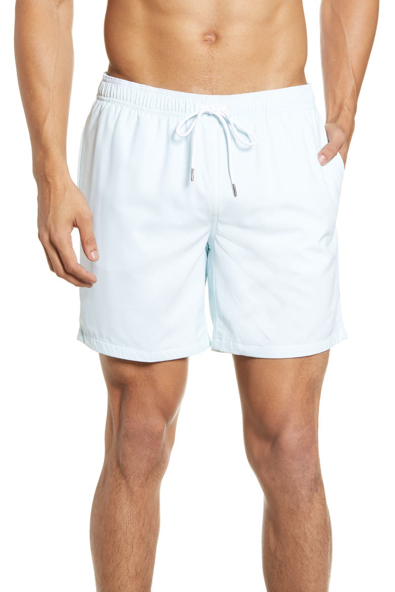 7-Inch E-Waist Swim Trunks, Main, color, TEAL YARN DYE