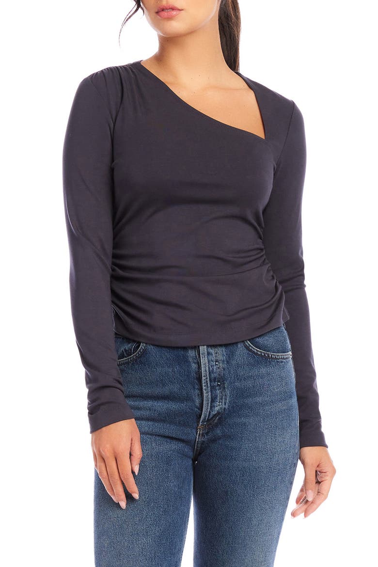 Shay Asymmetric Neck Long Sleeve Top, Main, color, GREEN