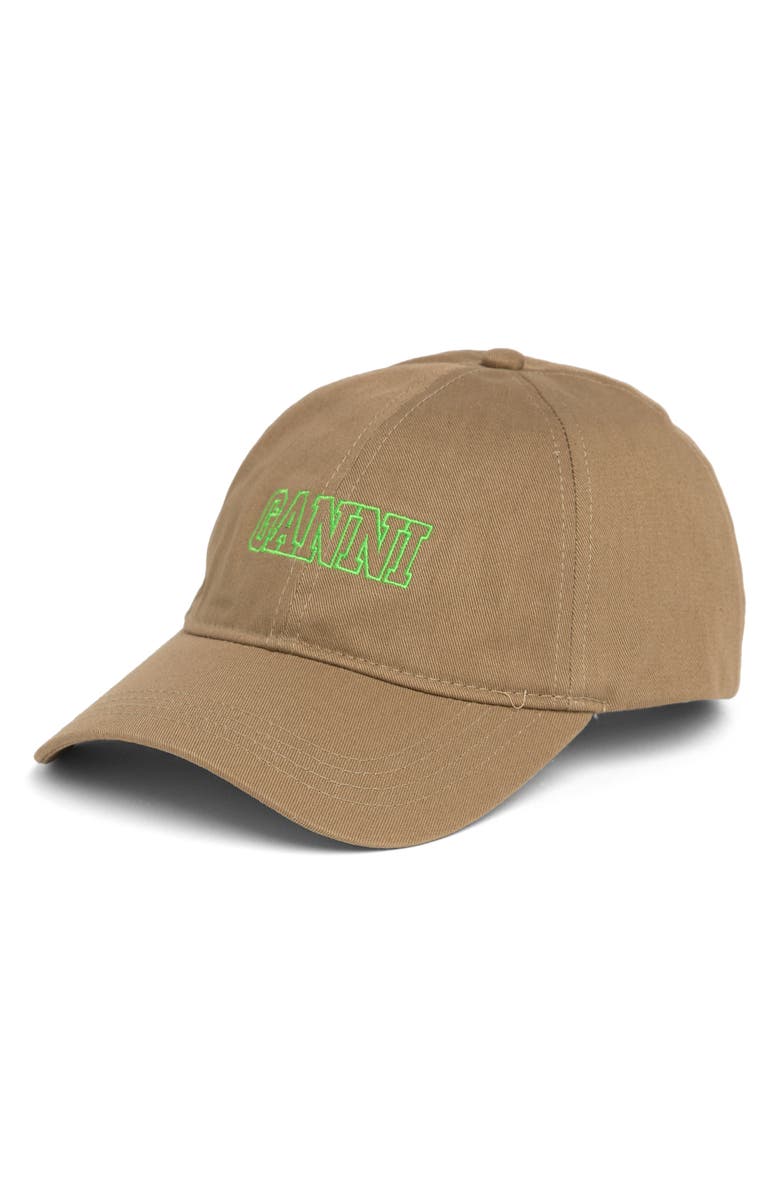 Ganni Organic Cotton Baseball Cap, Main, color,