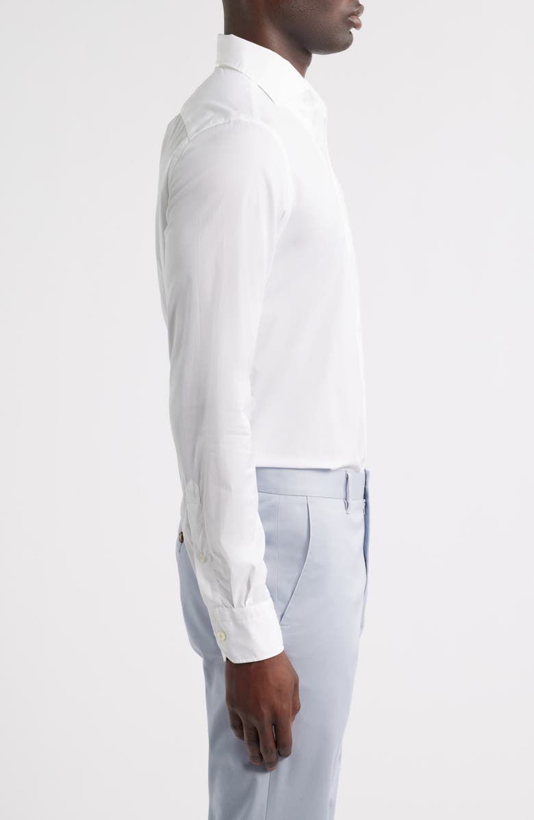 Emanuel Berg Modern Fit Solid Natural Stretch Yoga Twill Dress Shirt, Alternate, color, White