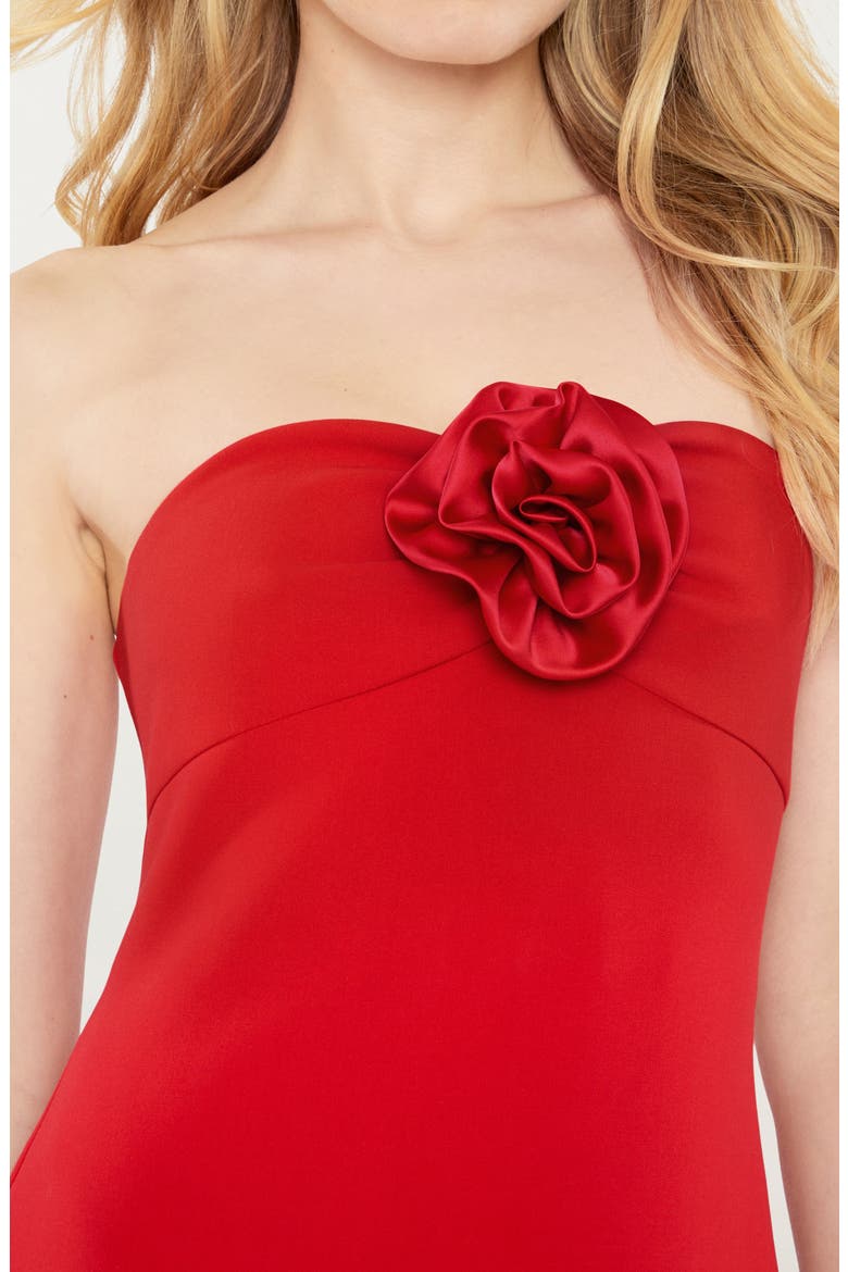 Levi Rosette Strapless Mermaid Gown, Alternate, color, SCARLET