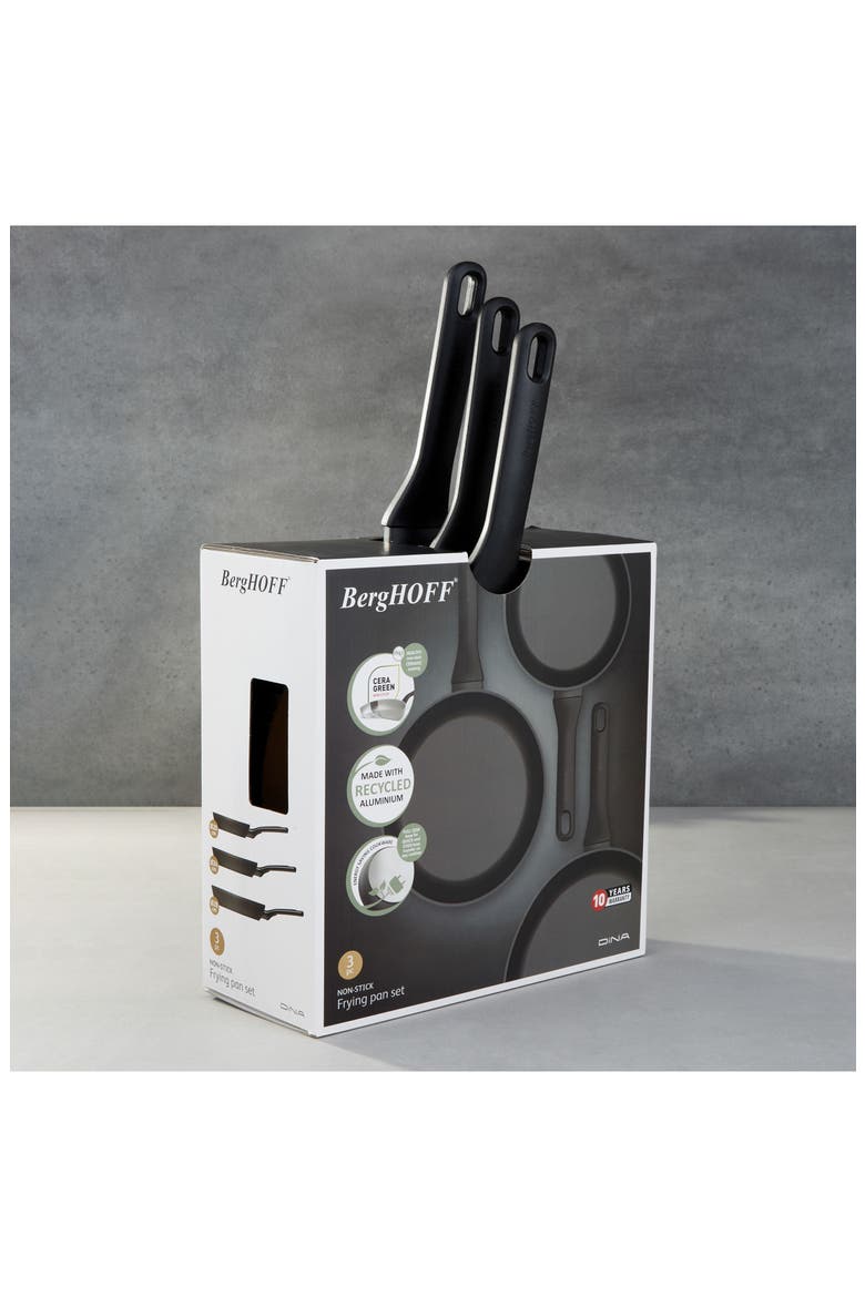 DiNA Helix 3-Piece Fry Pans, Alternate, color, BLACK