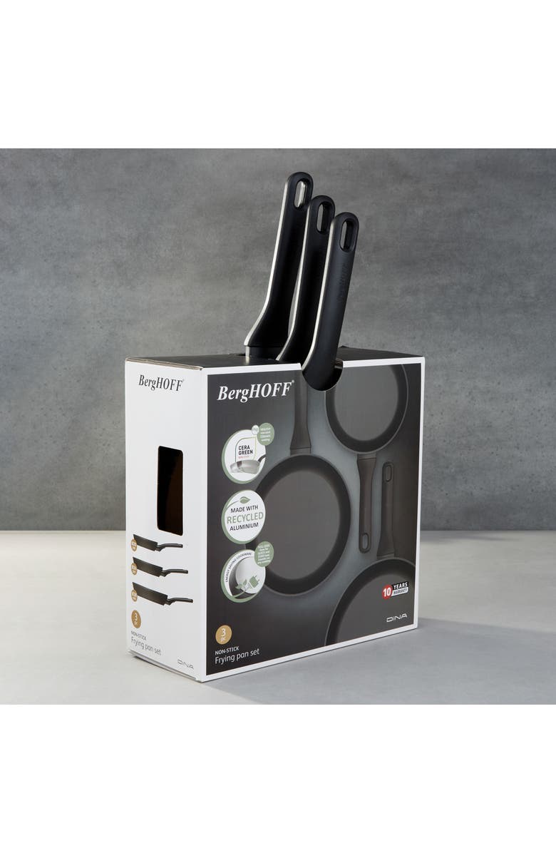 BergHOFF DiNA Helix 3-Piece Fry Pans, Alternate, color, Black