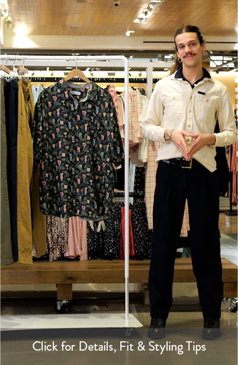 Coastal Ease Midnight Mojito Cocktail Print IslandZone<sup
®</sup
 Short Sleeve Button-Up Shirt, sales video thumbnail