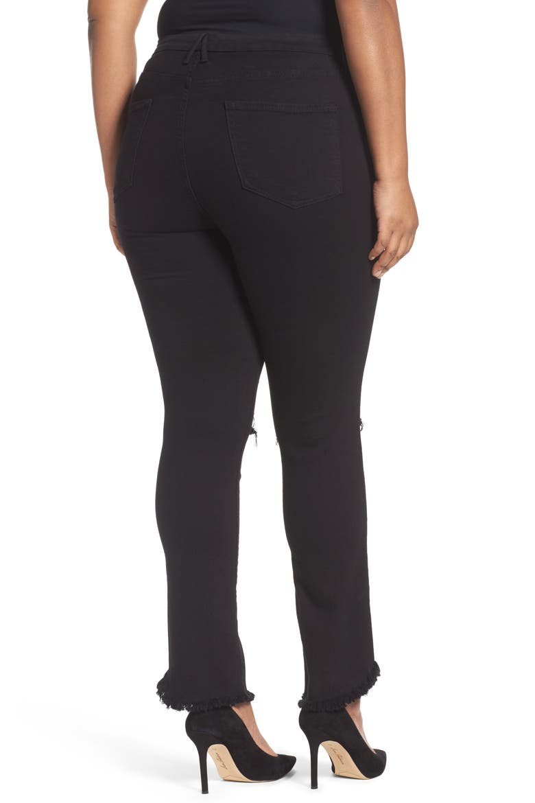 Good Straight High Waist Tulip Hem Jeans, Alternate, color, BLACK 001