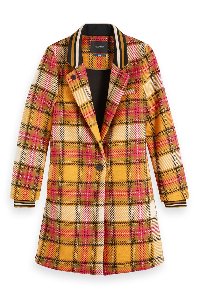 Scotch & Soda Plaid Bonded Wool Blend Jacket, Alternate, color,