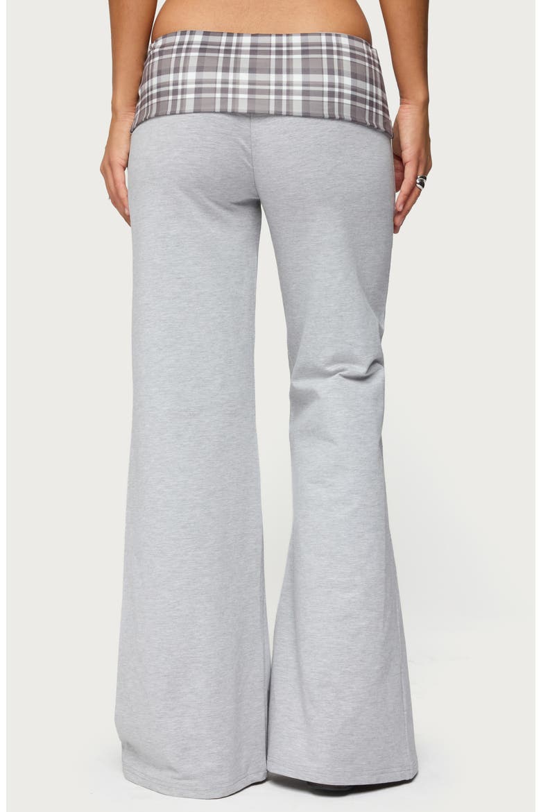 Kimmy Plaid Foldover Pants, Alternate, color, GRAY