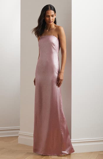 Foil Strapless Charmeuse Gown