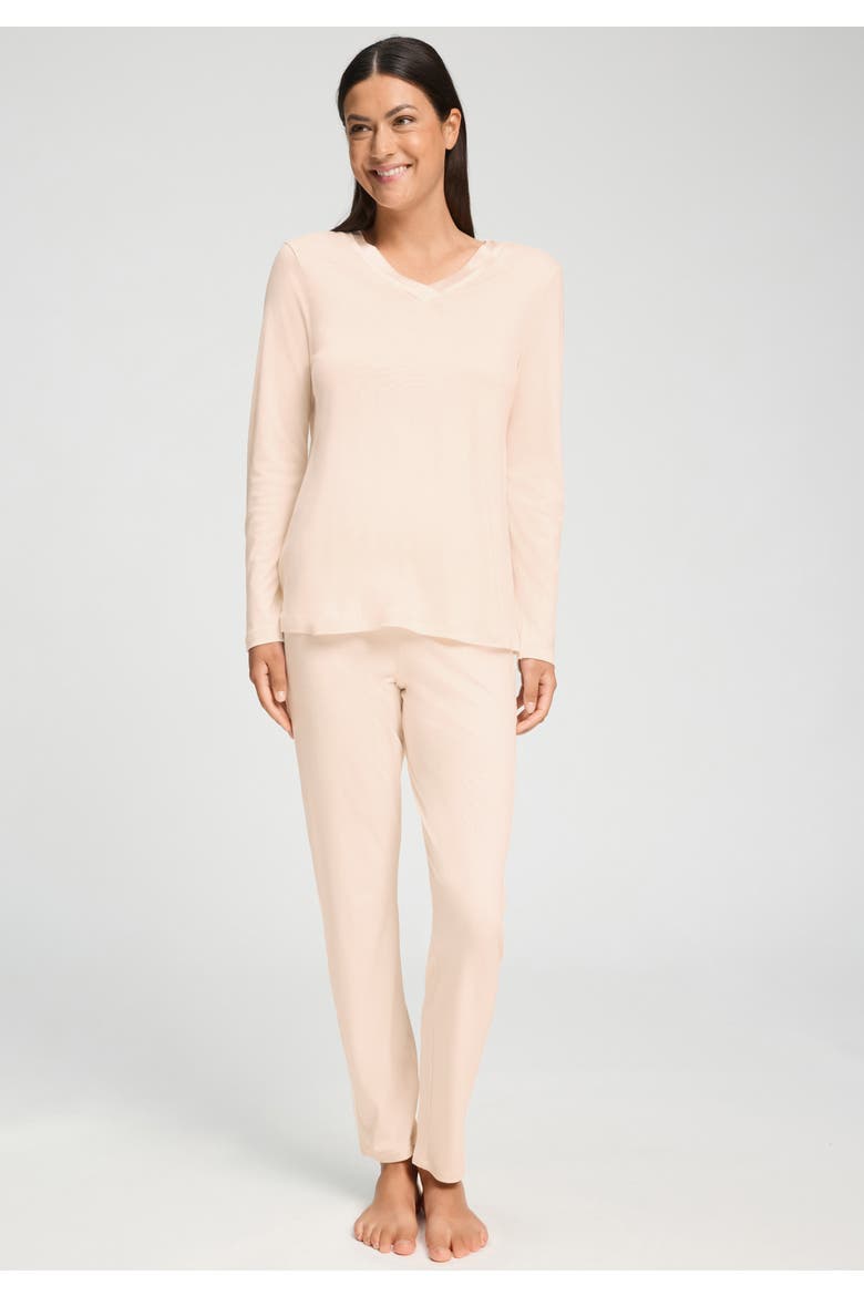 Tyra Cotton and Tencel V-Neck Pajama Set, Alternate, color, Creamy Glass