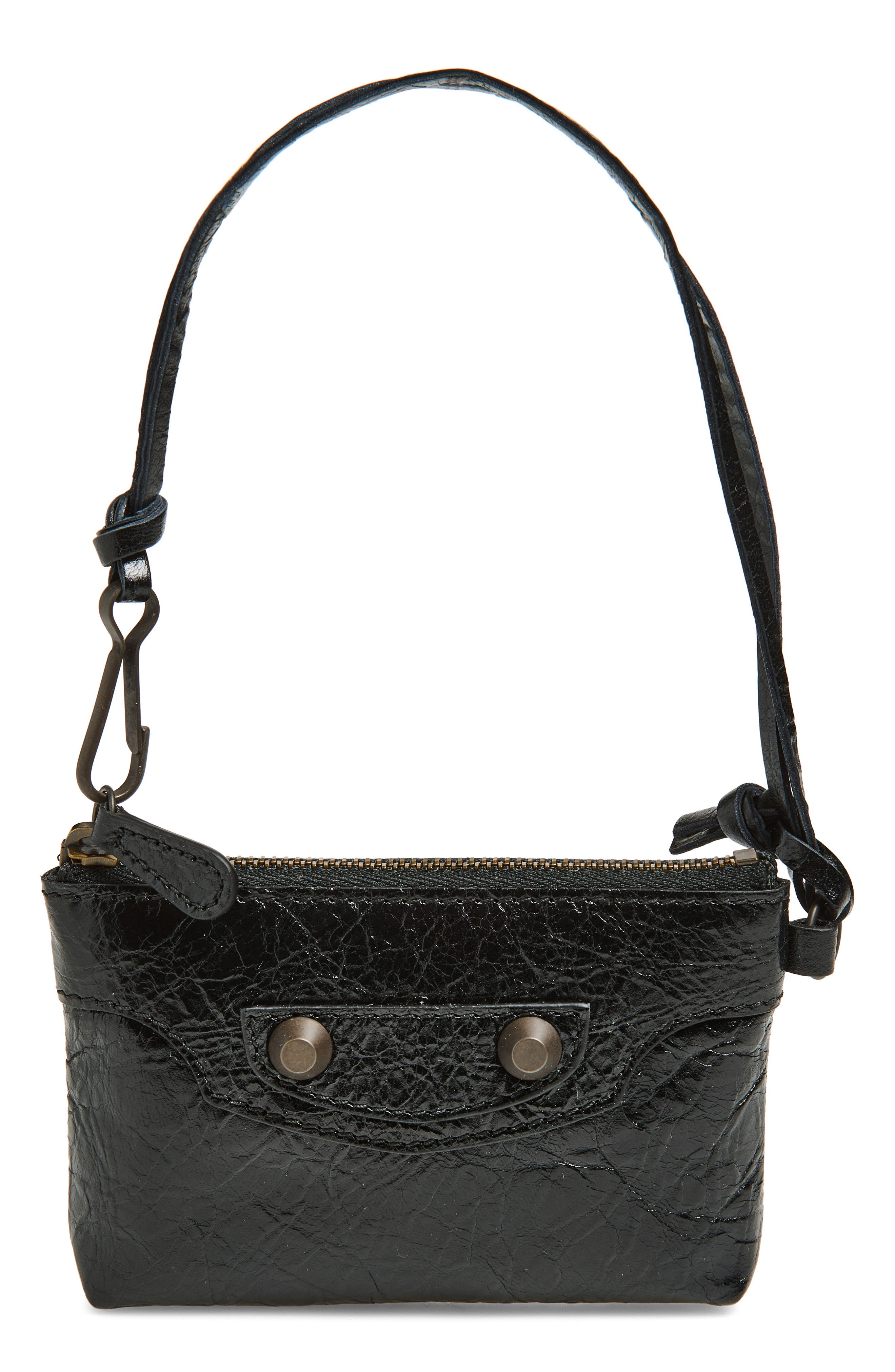 Balenciaga Le City Zip Pouch Leather Shoulder Bag, Main, color, 1000 Black