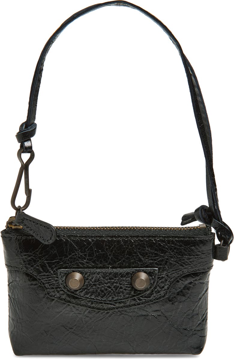 Balenciaga Le City Zip Pouch Leather Shoulder Bag, Main, color, 1000 Black