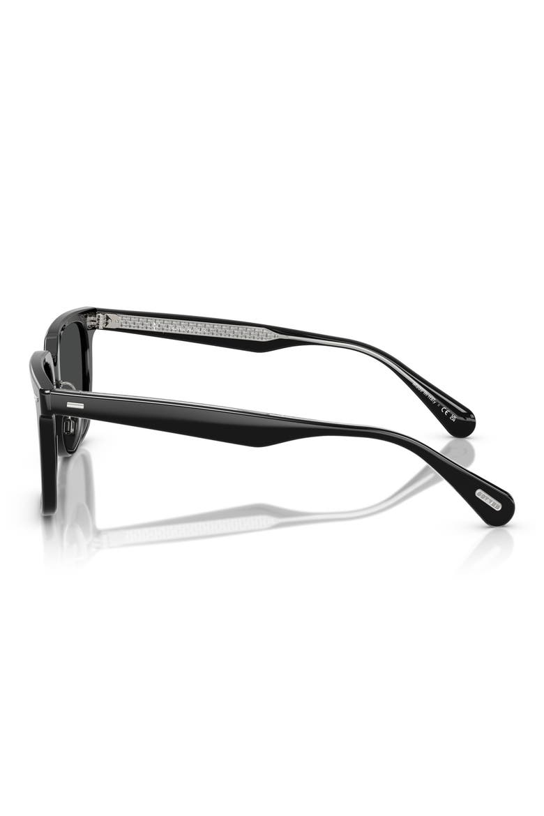 52mm Rectangular Polarized Sunglasses, Alternate, color, BLACK/ DARK SLATE