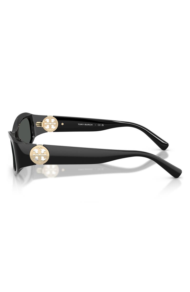 Tory Burch 55mm Rectangular Sunglasses, Alternate, color, Black / Dark Grey