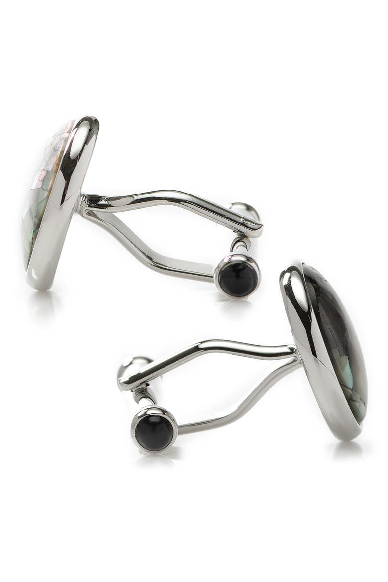 Mosaic Smoke Mother-of-Pearl Cuff Links, Alternate, color, SILVER