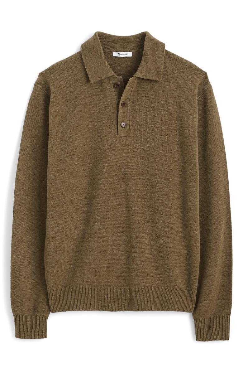 Madewell Merino Wool Polo Sweater, Alternate, color, Bay Leaf