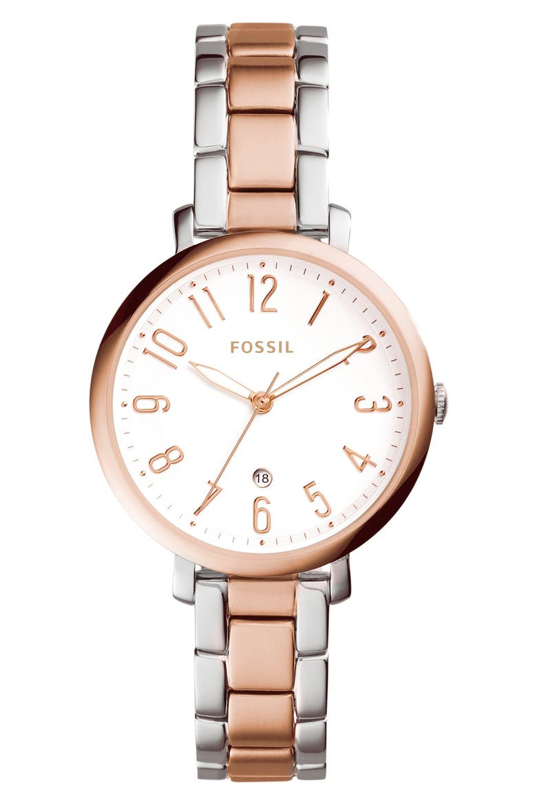 'Jacqueline' Bracelet Watch, 36mm, Main, color, ROSE GOLD/ SILVER