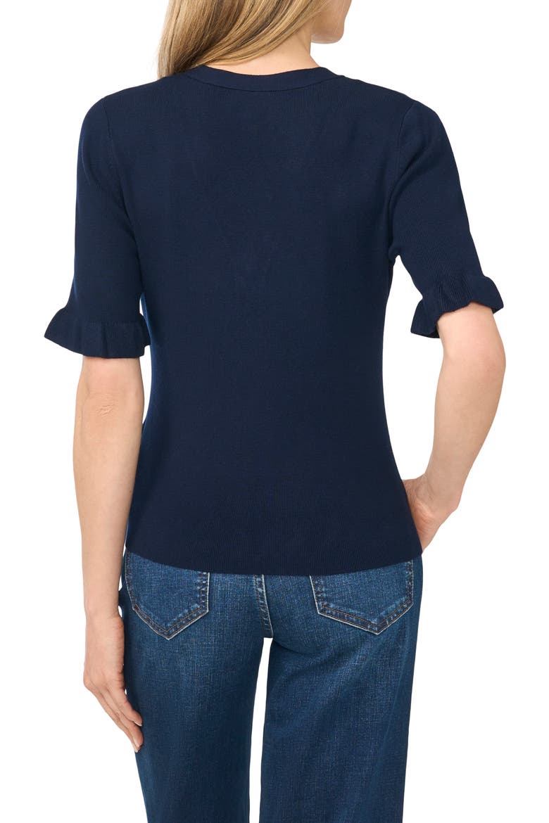 V-Neck Elbow Sleeve Sweater, Alternate, color, CLASSIC NAVY