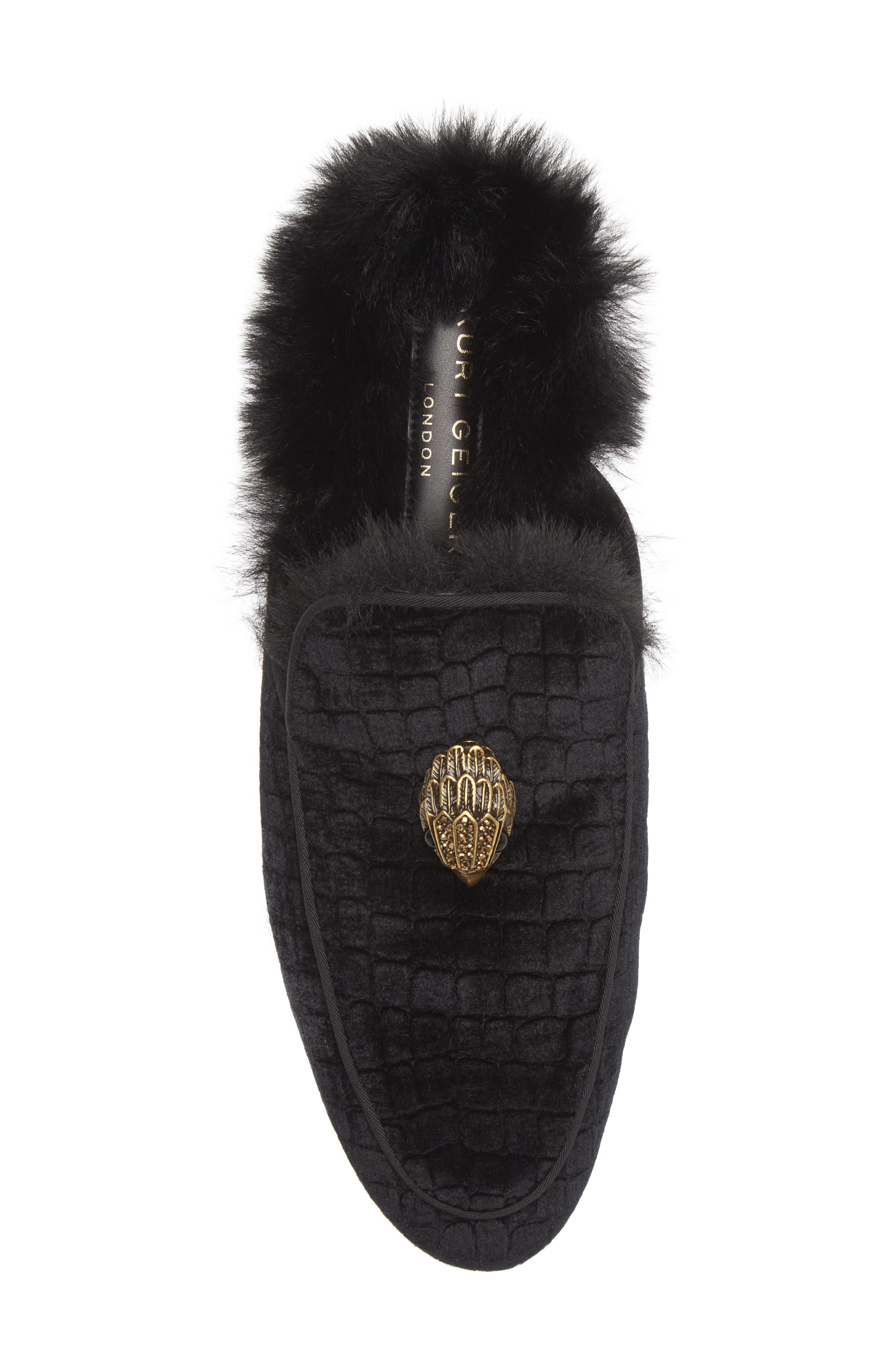 Kurt Geiger London Hugh Velvet & Faux Fur Loafer Mule, Alternate, color, 