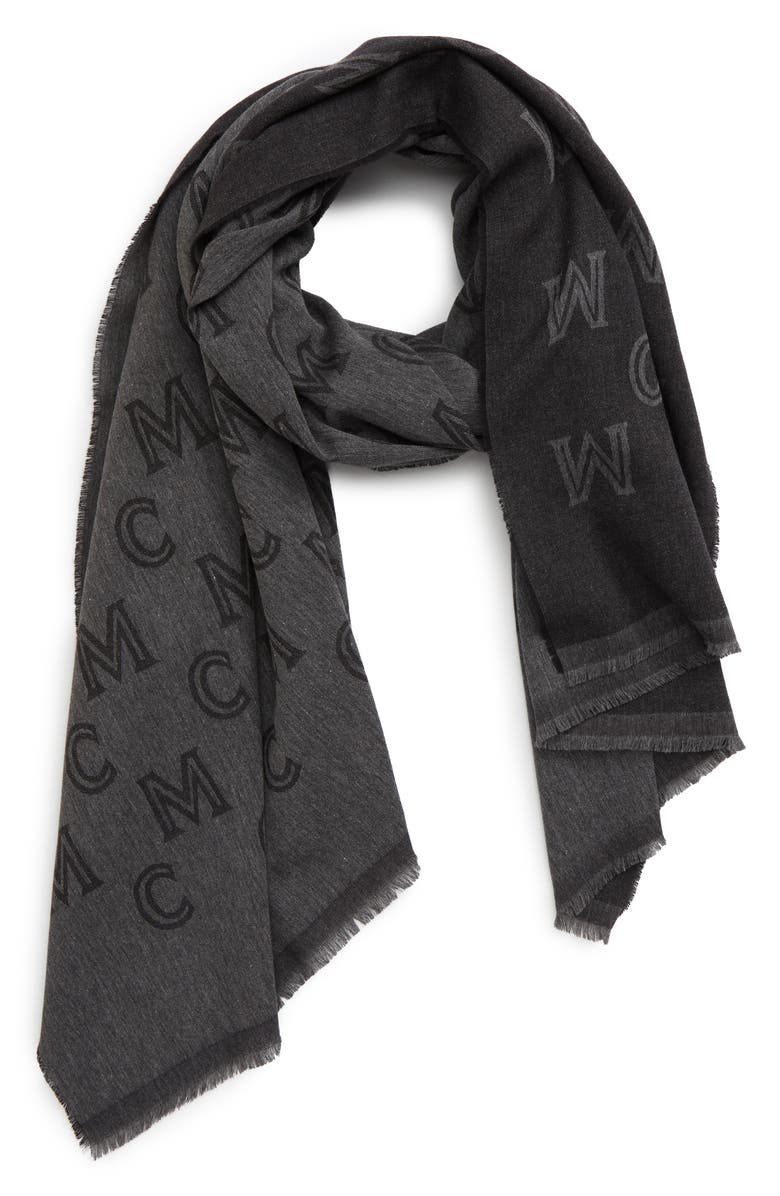 MCM Jacquard Logo Letter Cotton Scarf, Alternate, color, 