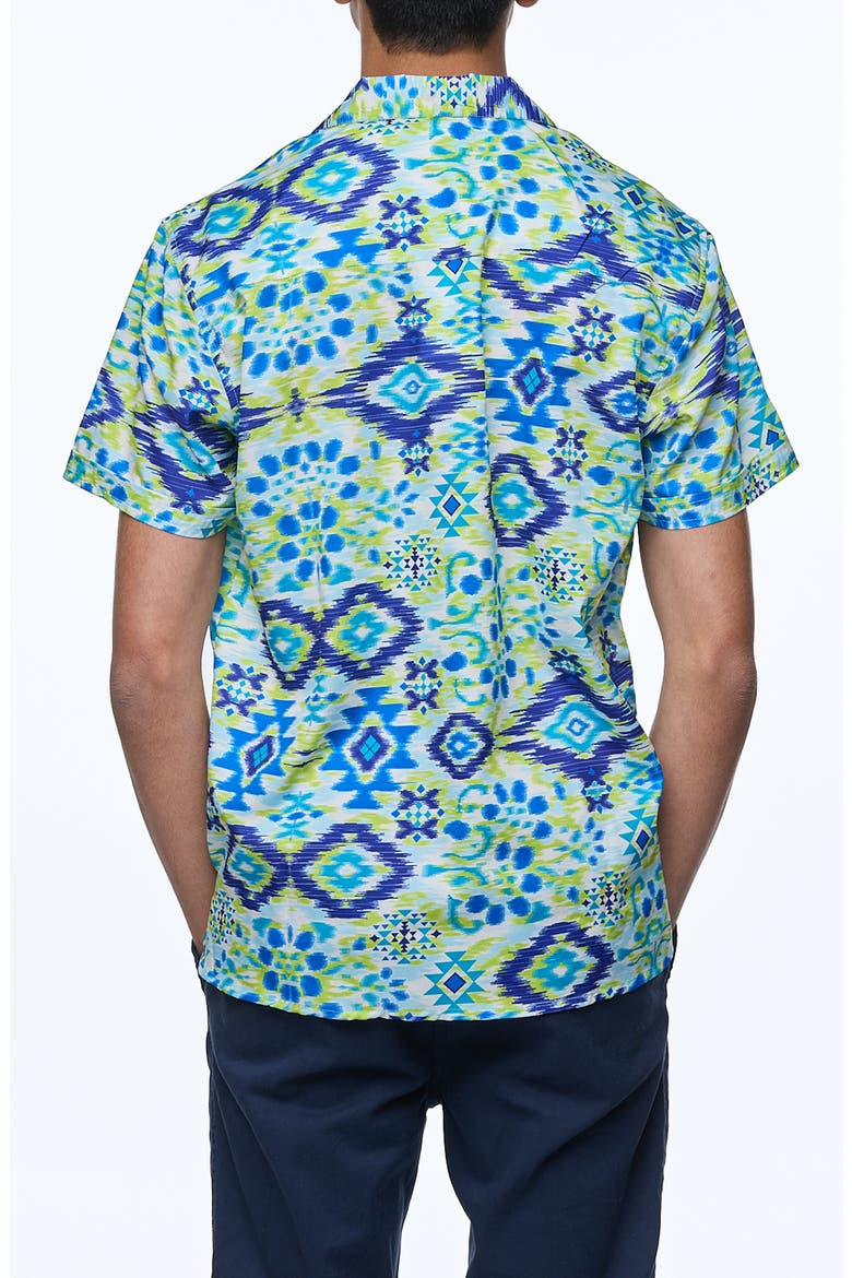 Printed Camp Shirt, Alternate, color, BLUE