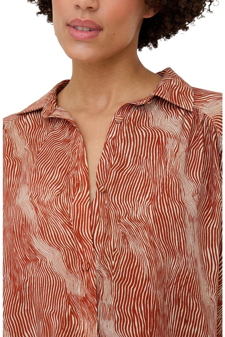 Ginger Button Down Tiger Print Shirt, Alternate, color, Orange