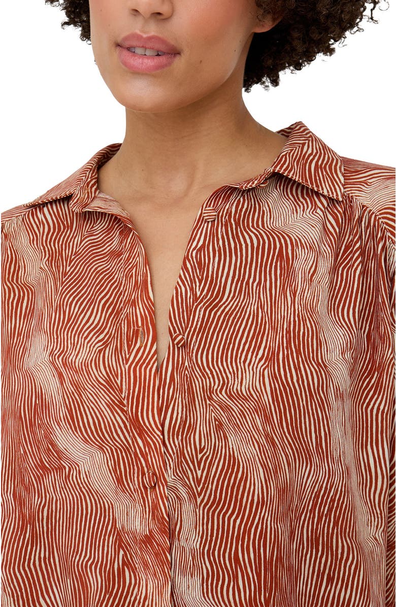 Raffya Ginger Button Down Tiger Print Shirt, Alternate, color, Orange