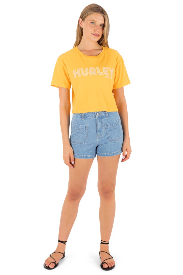 Rollers Boxy Crop Cotton Graphic T-Shirt, Alternate, color, MARIGOLD